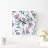 Purple Roses Quadratische Wanduhr (Zuhause)