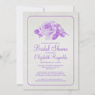 Purple Rustic Floral/Flower Bridal Shower Invites Einladung