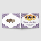 Purple Rustic Floral Lace Sunflower Wedding Gästebuch (Voll)