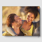 Purple Rustic Wood String Lights Photo Wedding Gästebuch (Rückseite)