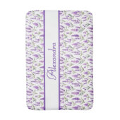 Purple Sage Green Lavender Custom Name Badematte (Vorderseite Vertikal)