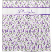 Purple Sage Green Lavender Custom Name Duschvorhang (Vorderseite)