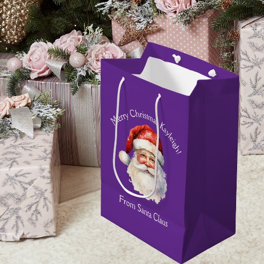 Purple Santa Claus Personalized Christmas Mittlere Geschenktüte