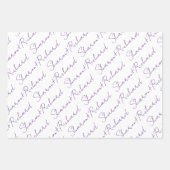 Purple script calligraphy names wedding geschenkpapier set (Vorderseite)