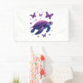 Purple - Sea Turtle Butterfly T-Shirt Banner (Insitu)