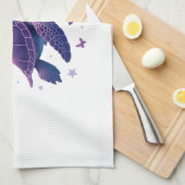 Purple - Sea Turtle Butterfly T-Shirt Geschirrtuch (Viertel Falte)
