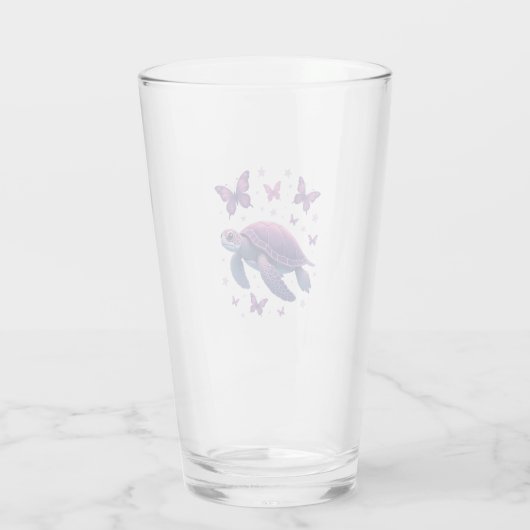 Purple - Sea Turtle Butterfly T-Shirt Glas (Rückseite)