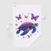 Purple - Sea Turtle Butterfly T-Shirt Golfhandtuch (Insitu)