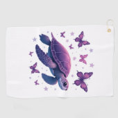 Purple - Sea Turtle Butterfly T-Shirt Golfhandtuch (Horizontal)
