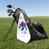Purple - Sea Turtle Butterfly T-Shirt Golfhandtuch (Gras)