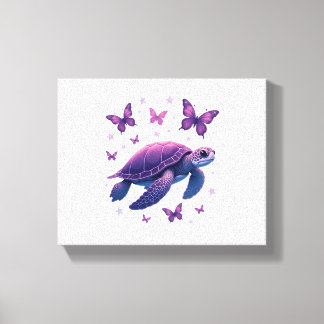 Purple - Sea Turtle Butterfly T-Shirt Leinwanddruck