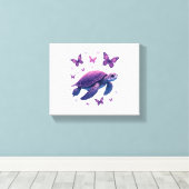 Purple - Sea Turtle Butterfly T-Shirt Leinwanddruck (Insitu (Holzboden))
