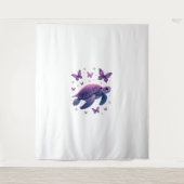 Purple - Sea Turtle Butterfly T-Shirt Wandteppich (Vorderseite)