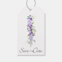 Purple Shades Floral Garland Save the Date Geschenkanhänger