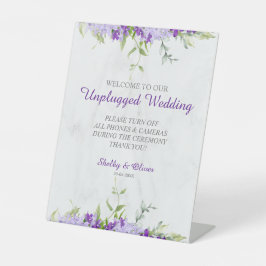 Purple Shades Flowers Branches Unplugged Wedding Sockelschild