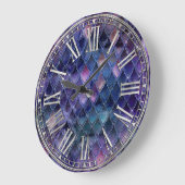 Purple Shadow & Silver Sparkles Dragon Scales Große Wanduhr (Winkel)