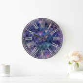 Purple Shadow & Silver Sparkles Dragon Scales Große Wanduhr (Zuhause)