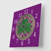 Purple Shamrock And Celtic Knots Square Clock Quadratische Wanduhr (Winkel)