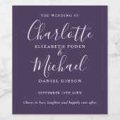 Purple Signature Script Wedding Weinetikett (Einzelnes Label)