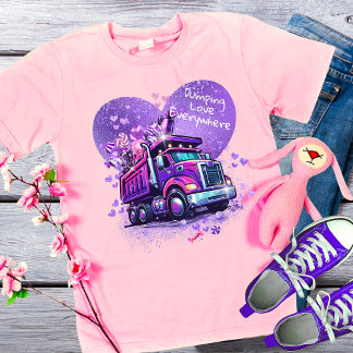 Purple Silly Dump Truck Valentine  T-Shirt