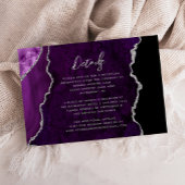 Purple Silver Agate Script Wedding Details Begleitkarte