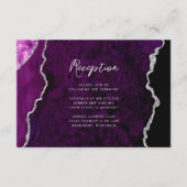 Purple Silver Agate Script Wedding Reception Begleitkarte (Vorderseite)