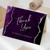 Purple Silver Agate Script Wedding Thank You Karte