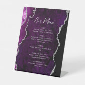 Purple Silver Agate Wedding Bar Menu Sockelschild (Vorderseite)