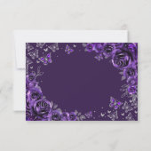 Purple Silver Floral Quinceanera Dankeskarte (Rückseite)