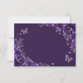 Purple Silver Floral Quinceanera Dankeskarte (Rückseite)
