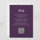 Purple Silver Glitter Calligraphy QR Code Wedding Einladung (Rückseite)