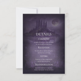 Purple Silver Gothic Romance Wedding Details Card Einladung