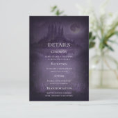 Purple Silver Gothic Romance Wedding Details Card Einladung (Stehend Vorderseite)