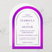 Purple silver gradient frame wedding einladung (Vorne/Hinten)