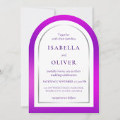 Purple silver gradient frame wedding einladung (Vorderseite)