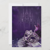 Purple Silver Masquerade Elegant Birthday Party Einladung (Rückseite)