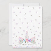  Purple Silver Unicorn Baby Shower Einladung (Rückseite)