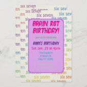 Purple Six Seven Brain Rot Birthday Einladung (Vorne/Hinten)