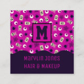 PURPLE SKULLS HALLOWEEN QUADRATISCHE VISITENKARTE (Vorderseite)