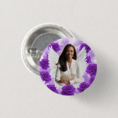 Purple Sky Funeral Memorial Button Rose Angel Wing (Vorne & Hinten)