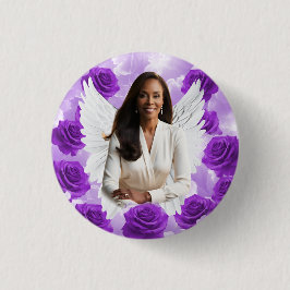 Purple Sky Funeral Memorial Button Rose Angel Wing