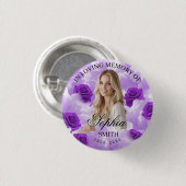 Purple Sky Roses Funeral Memorial Button Keepsake (Vorne & Hinten)