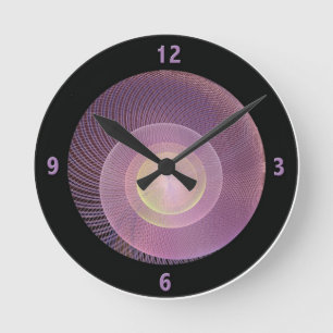 Purple Snail Shell Fractal Clock with Numbers Runde Wanduhr