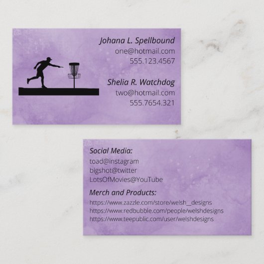 Purple Social calling card-Disc Golf Visitenkarte (Vorne/Hinten)