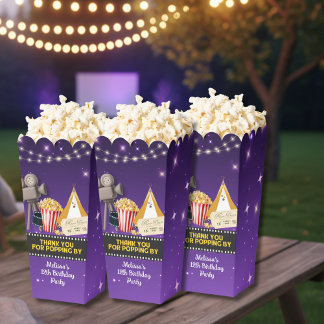 Purple Sparkling Movie Night Thank You Popcorn Geschenkschachtel
