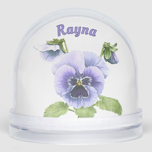 Purple Springtime Pansies Personalized Schneekugeln (Vorderseite)