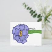 Purple Square Flower Postcard Postkarte (Stehend Vorderseite)