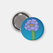 Purple Square Flower with Blue background Magnet (Vorderseite/Rückseite)