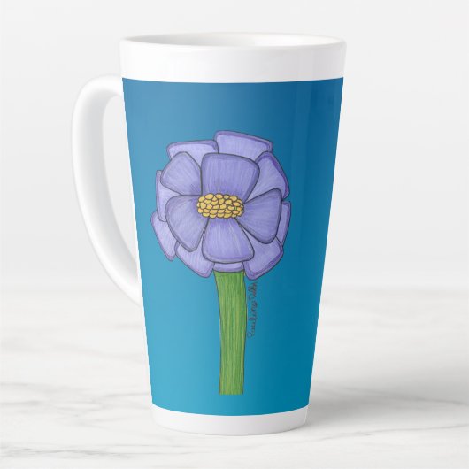 Purple Square Flower with Blue background Milchtasse (Linke Ecke)
