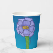Purple Square Flower with Blue background Pappbecher (Rückseite)